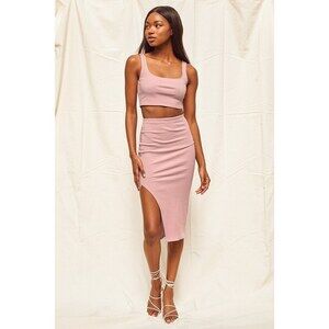 Lulus Set For Life Blush Pink Ribbed Bodycon Two-piece Dress - Size M